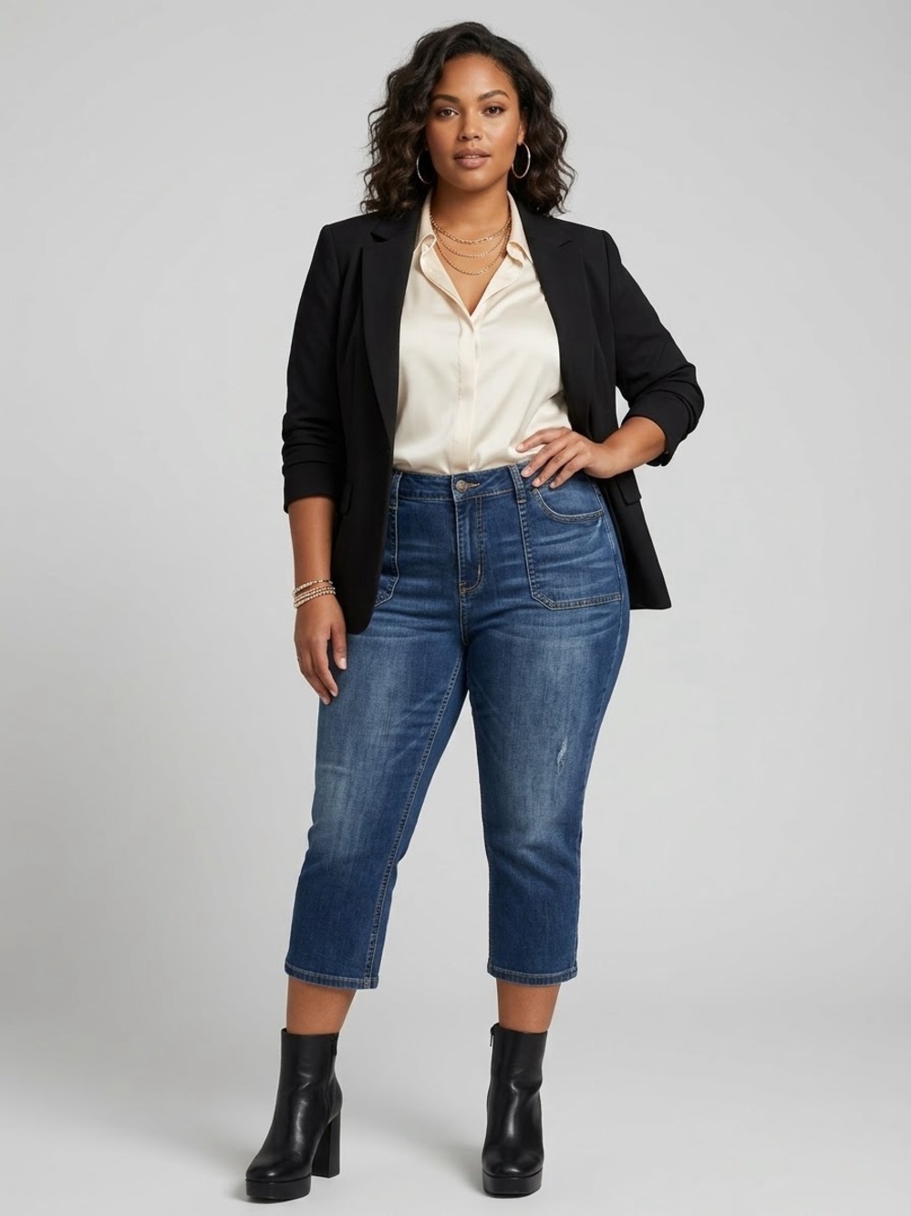 Lane Bryant Dark Blue Cropped Stretch Jeans
